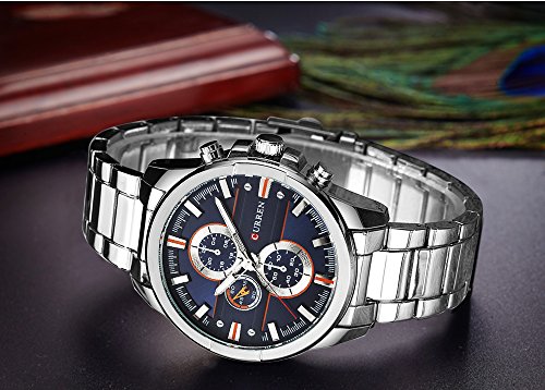 Image of CURREN Original Men's Sports Waterproof Stainless steel band quartz Wrist Watch 8274 (Silver blue)