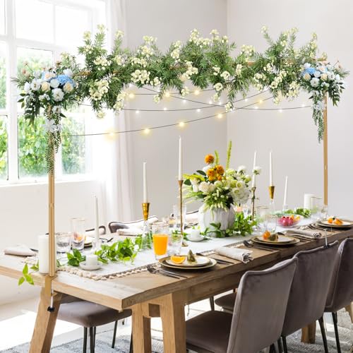 Gxpjycfob Over The Table Rod Stand with Clamps Gold Metal Over Table Hanging Rail for Decorations Adjustable 31-47 Tall 47-102 Length Table Arch Hanging Rail for Wedding Birthday Party Decor