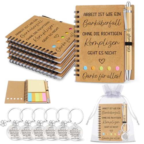 Epaing 6 Sets Abschiedsgeschenk Kollegen, Notizbuch Klein mit Stift und Schlüsselanhänger, Dankeschön Geschenke für Arbeitskollegin Lieblingskollegin, Abschiedsgeschenk Kollegin, Mitarbeiter Geschenk