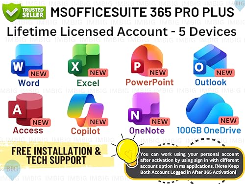 Image of MS Professional Plus 365 Copilot (New 2026 Version) | (5 Devices, Lifetime Validity) Supports Windows, MacOS, iOS, Android | 100GB Lifetime Cloud Storage | Lifetime Updates & Reinstallations