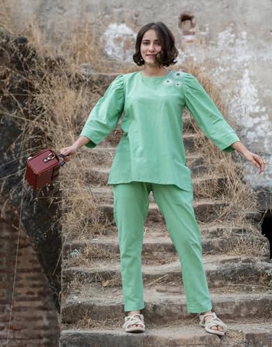Image of FABNEX Stylish Printed Cotton Blend Co Ord Set for Women || Casual & Festive Indo-Western Outfit (K 125-127)