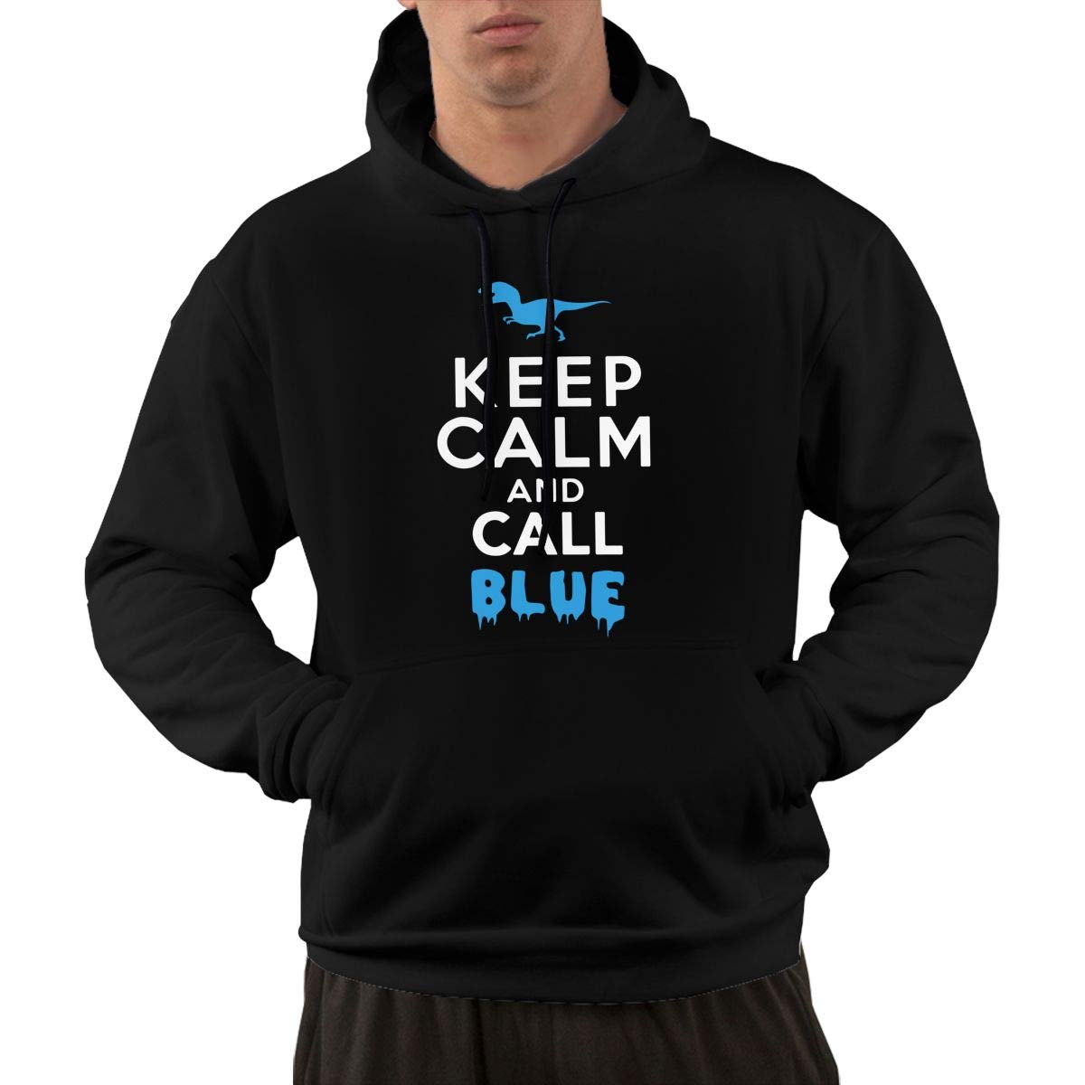 Lakem Keep Calm and Call Blue Men's Hoodies Soft Cotton Long Sleeve Hooded Sweatshirts Pullover with Pockets Black