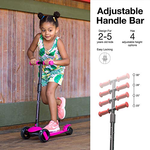 6KU Scooter for Kids Ages 3-5 with Flash Wheels , Kids Scooter 4 Adjustable Height, Toddler Scooter Extra-Wide PU LED Wheels, 3 Wheel Scooter for Kids for Girls & Boys Learn to Steer(red) - Thumbnail 2