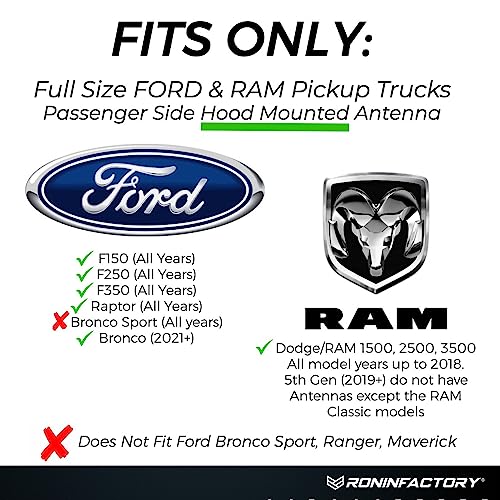 Ronin Factory RAM FORD SHORT ANTENNA Truck Antenna For Ford F150 F250 F350 Super Duty Raptor Bronco Lightning Dodge Ram 1500 Accessories thumb #1