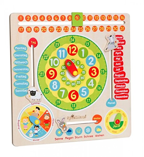 Preisvergleich Produktbild Spielmaus Kalenderuhr aus Holz 30x30cm