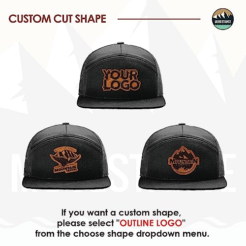 Mosestance Personalized Custom Flat Bill Trucker Leather Patch Hat For Men & Women, 7 Panel Structured Baseball Cap With Snapback Enclosure thumb #7