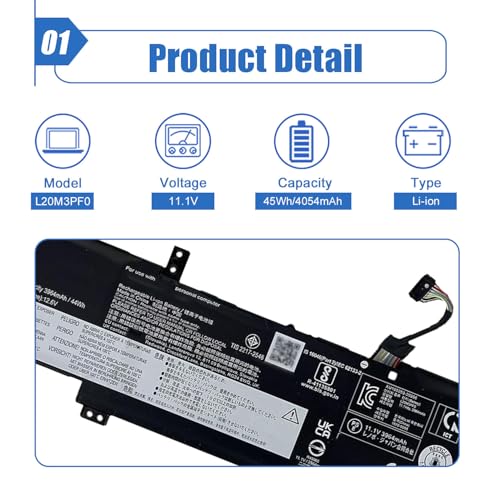 Image of 45Wh L20M3PF0 Laptop Battery Compatible with Lenovo S14 G2-ITL G3-IAP | For Lenovo V14 G2-ITL G2-ALC G3-IAP G3-ABA Series, L20C3PF0 L20L3PF0, 11.1V 4050mAh replacement Battery