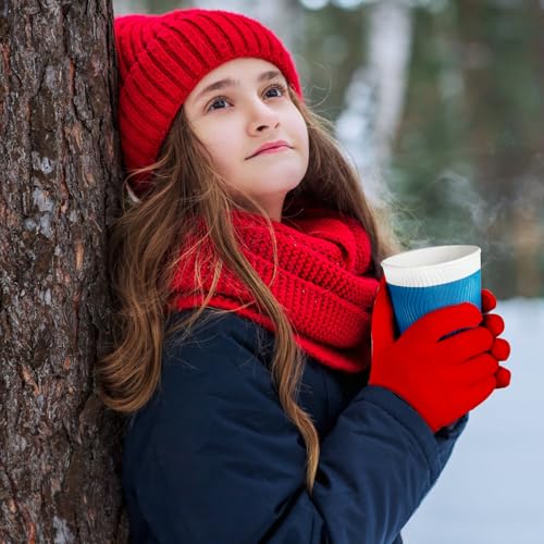 Image of ONESING 12 Pairs Kids Gloves - Warm Knitted Winter Gloves Bulk for Girls Boys | Children Gloves Designed for Cold Weather
