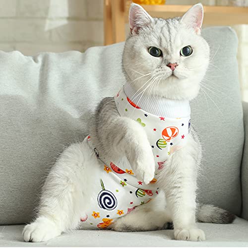 Image of Cat Recovery Suit, 1 Pack Soft Cotton Cat Wound Surgery Recovery Suit After Surgery Wear for Cats, S