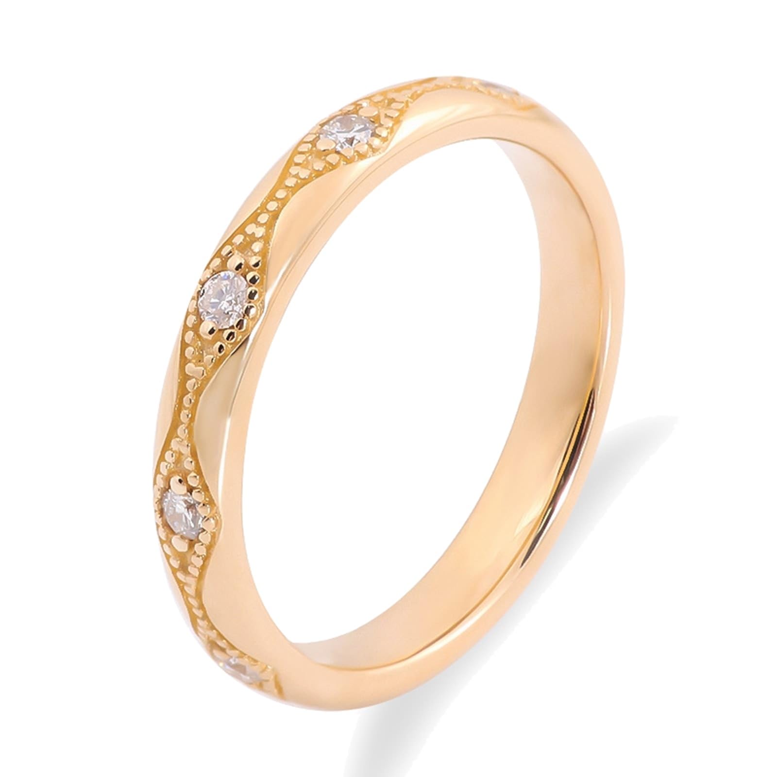 Bague en or jaune 9 carats/14 carats/18 carats pour petite amie, alliances infini avec moissanite