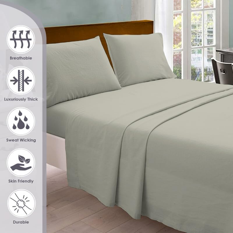 Pizuna Twin Sheet Set 100% Luxury Cotton 800 Thread Count Soft Sateen Weave Breathable Hotel Quality Cooling Bed Sheets Twin Size Bedding Set with Deep Pocket & Easy Fit Bedsheet (3PC) Silver - Image 2