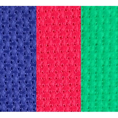 KCS 3 pc of 12" x 18" 14CT Counted Cotton Aida Cloth Cross Stitch Fabric (red+Green+Royal Blue) Cover
