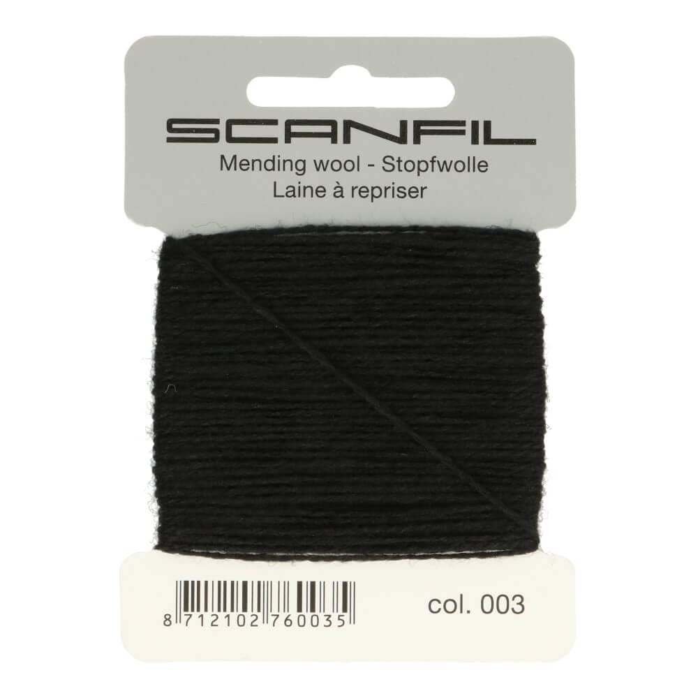 BLACK Scanfil Thread for Darning & Mending - 55% Wool 45% Nylon 15 Metres