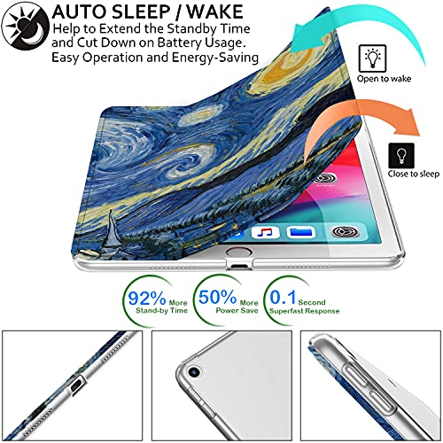 Image of DuraSafe Cases for iPad PRO 12.9 Inch 4th [ Pro 12.9 4 Generation 2020 ] A2229 A2069 MY3K2HN /A MY3J2HN /A MY2H2HN /A MY2J2HN /A Trifold Printed PC Lightweight Protective Clear Back Cover - Starry Night