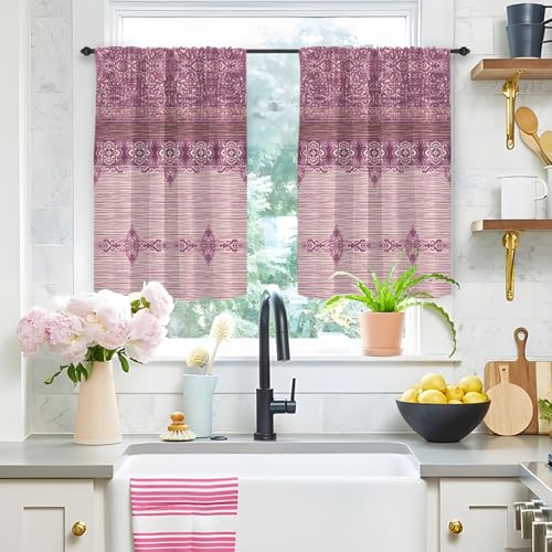 Highdi 2 Piezas Cortinas Cortas para Cocina Media Ventana Cortinas de Pequeñas Modernas para Debajo del Fregadero, para El Lavadero del Armario Dormitorio (Pellis,W80xL150cm)