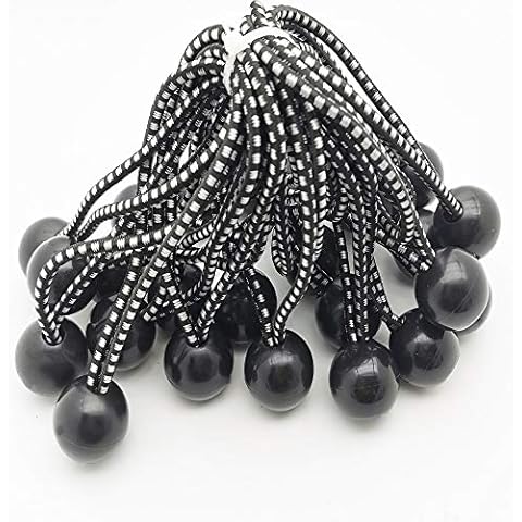 GQC Bungee Cord Ball, 25Pcs Tarp Bungee Ball 6 Inch Elastic Rope Ties tarpaulin ties Down Cord for Banner Tarpaulins Pavilions Tents Cargo Holding Wire and Hoses Cover