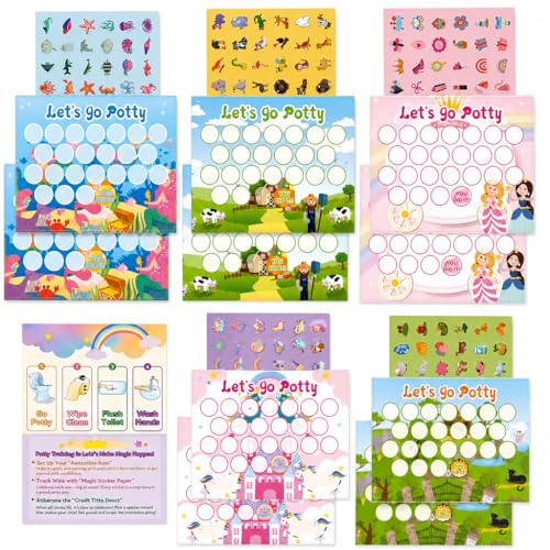 Potty Training Reward Chart for Toddlers 240 PCS Potty Training Stickers and 10 PCS Potty Chart Toilet Training Reward Chart for Kids Sticker Chart for Potty Training for Girls