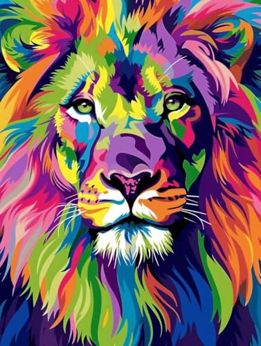 Kit Peinture Diamant Lion 50x65 cm | Chassez le Stress Grâce à ce Set Débutant Broderie 5D