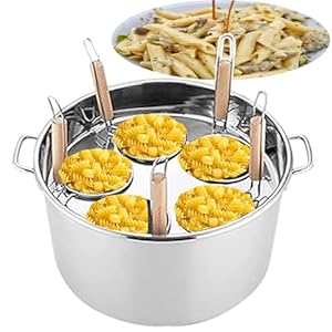 Commercial Pasta Cooker, 5 Holes Stainless Steel Boiling Equipment,with Divider and Colander Strainer,for Restaurants, Kitchens