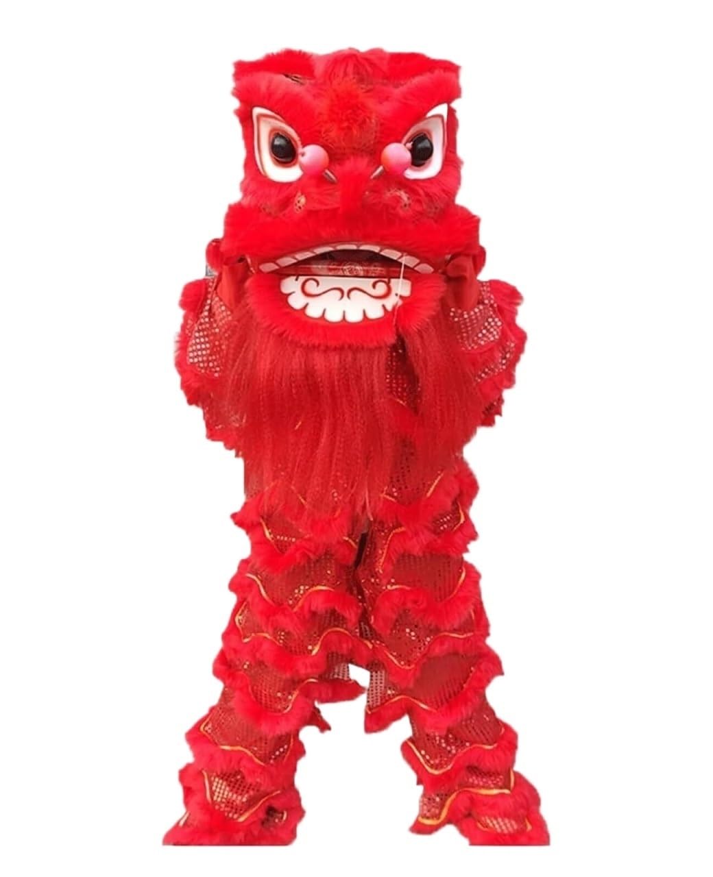BJfhRH Outdoor Sports Traditional Lion Dance Artificial Hair Mascot Head Folk Dragon For Adult Festival Celebration(Rosso)