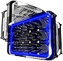 ROLINGER 4PCS 4X6 LED Headlight Assemblies Hi/Lo Sealed Beam with Blue Halo Lights Rectangular H4651 H4652 H4656 H6545 Headlamp for Peterbilt Kenworth Freightliner