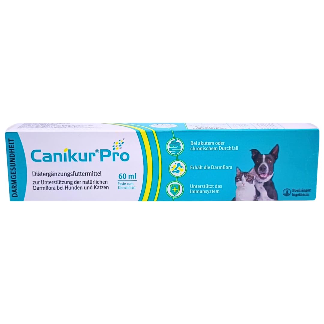 Canikur Pro 60 ml Paste I Diät-Ergänzungsfuttermittel für Hunde & Katzen I unterstützt Darmflora bei Futterumstellung, Antibiotika-Gabe & Verdauungsstörungen I Spar-Set plus Pharma Perle giveaway (1x)