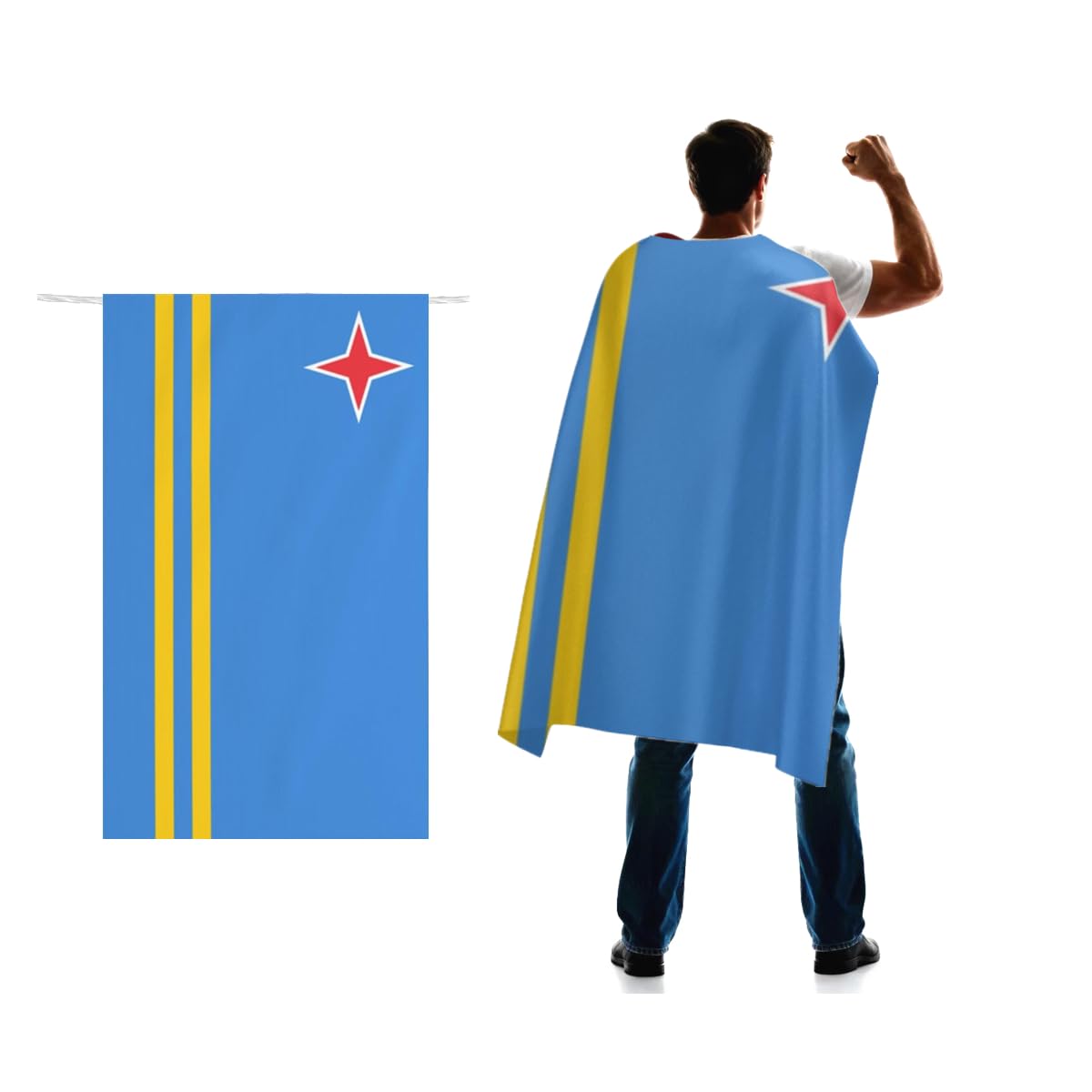 Aruba Flag Cape 3x5 FT for Independence Day Holiday Costumes Celebrati,150D Premium Polyester,Aruban Patriotic Flags Costume Cloak.