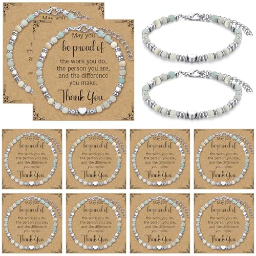 12 Sets Coworker Employee Appreciation Bracelets Volunteer Gifts May You Be Proud of You Beaded Bracelets Thank You Gifts Inspirational Cards for Staff Office