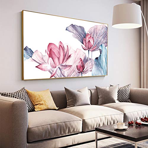 Peinture lotus rose été pour illuminer et décorer votre grand salon