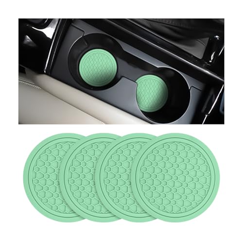 Image of Mandark 4PCS Car Cup Holder Coasters, 2.75 Inch Non-Slip Insert Water Bottle Holder Pads, Dustproof Automotive Interior Accessories Mat, Universal for Vehicles, Trucks, RVs and More (Light Green)