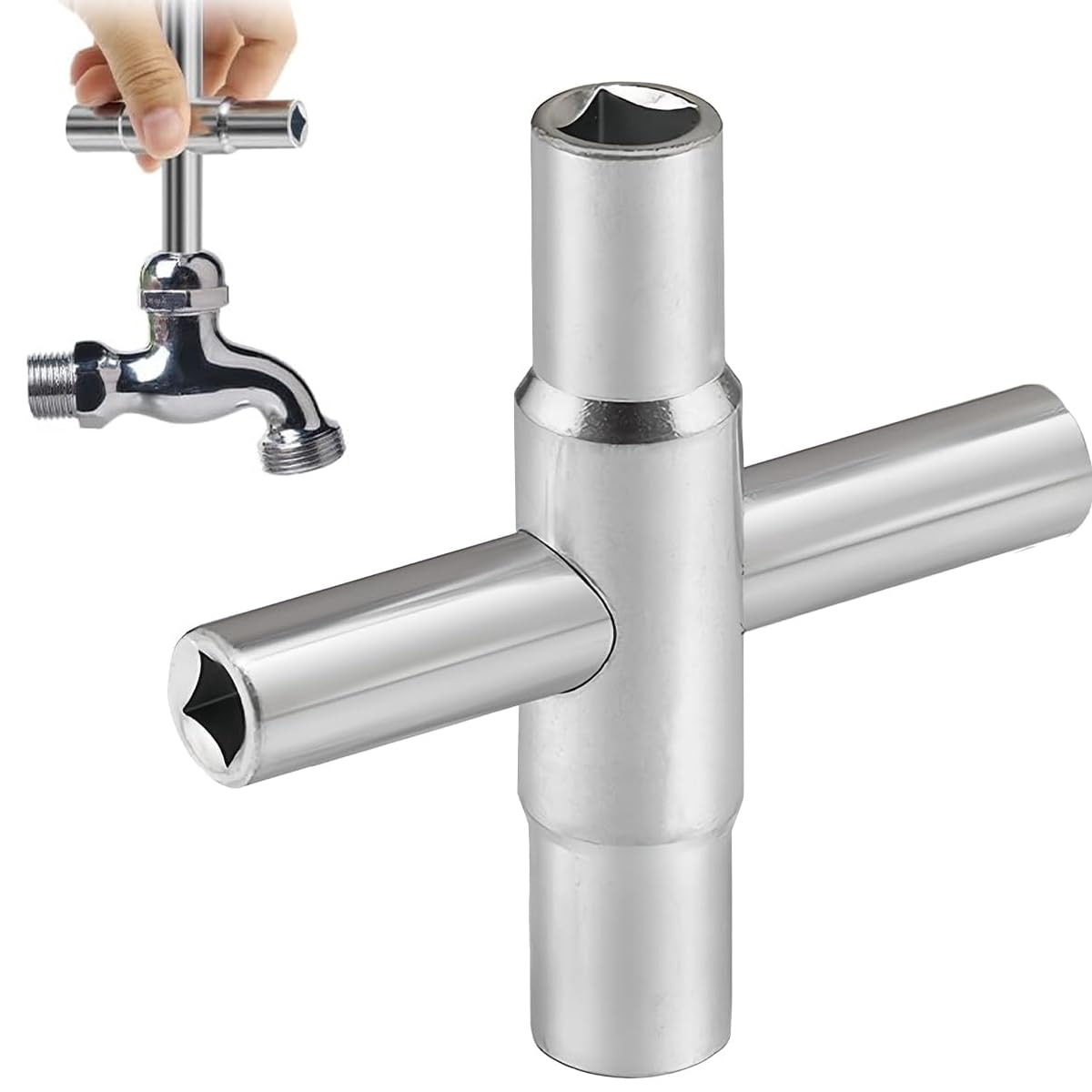 Chiave Quadrata a 4 Vie, Dimensioni Interne 6.5 mm/7 mm/8 mm/9 mm, Chiave di Sfiato Utilities, 4 Vie Chiavi Universali in Metallo, Chiave Multifunzione Casella Contatore, per Cassette Elettriche