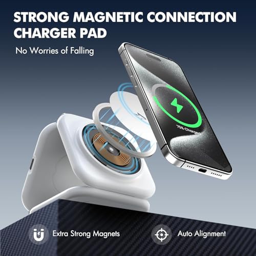 Image of 3 in 1 Charging Station for Multiple Devices, Foldable Mag /netic Fast Wireless Charger Dock, Travel Charging Pad for 1Phone 17 16 15 14 13 12 Pro Max Plus Ap /ple Watch Series & AirPods 4 /3 /2 (3 in 1)