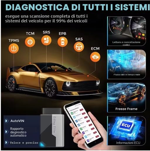 Nuovo Ediag Elite OBD2 Scanner Strumento Diagnostico Auto per Tutti i Sistemi con 15 Servizi di Controllo Bidirezionale e Aggiornamento Gratuito a Vita