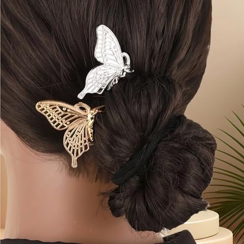 Pack de 4 Peines Mariposa Metálicos Plata y Oro miniatura 2