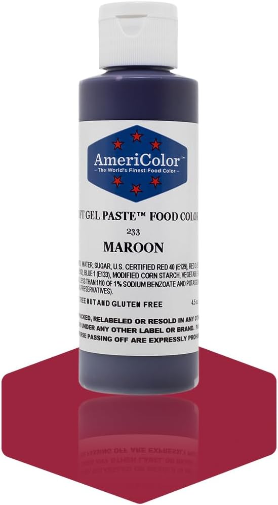 AmeriColor Food Coloring, Maroon Soft Gel Paste, 4.5 Ounce