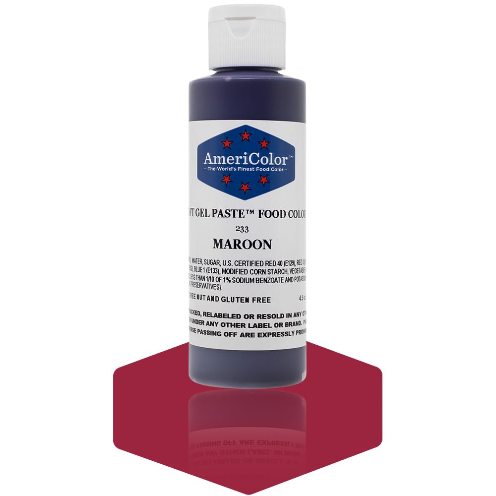 AmeriColor Food Coloring, Maroon Soft Gel Paste, 4.5 Ounce