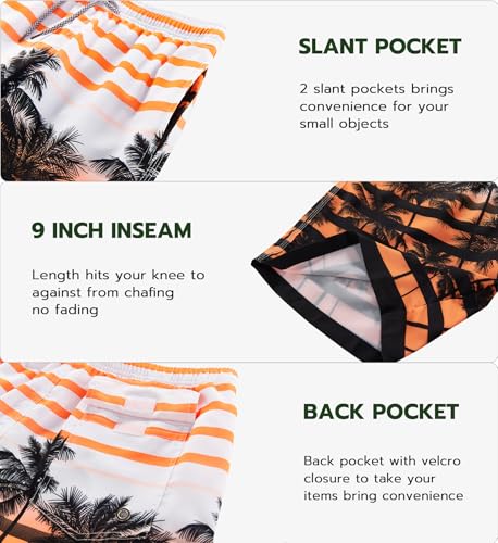 Image of APTRO Men's Swim Trunks 9 inch Quick Dry Bathing Suit Big & Tall Beach Swimsuits, Orange, Small