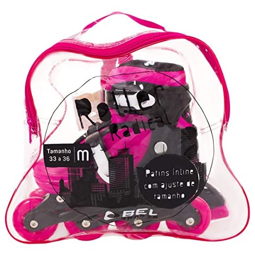 Patins Radical In-Line, Belfix, Rosa, Tamanho 37 ao 40