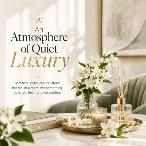 Image of AROMATICO Jasmine Diffuser Oil for Long-Lasting - Natural Home Fragrance Oil for Aromatherapy, Meditation & Concentration | Versatile Use in Diffusers, Air Fresheners 30ml