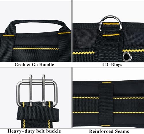 Image of MELOTOUGH Padded Tool Belt for Men with handle strap, Heavy Duty Work Belt with D ring, Adjustable Waist 36 inch-47 inch for Electrician (Work Belt Suspenders Not Included)​
