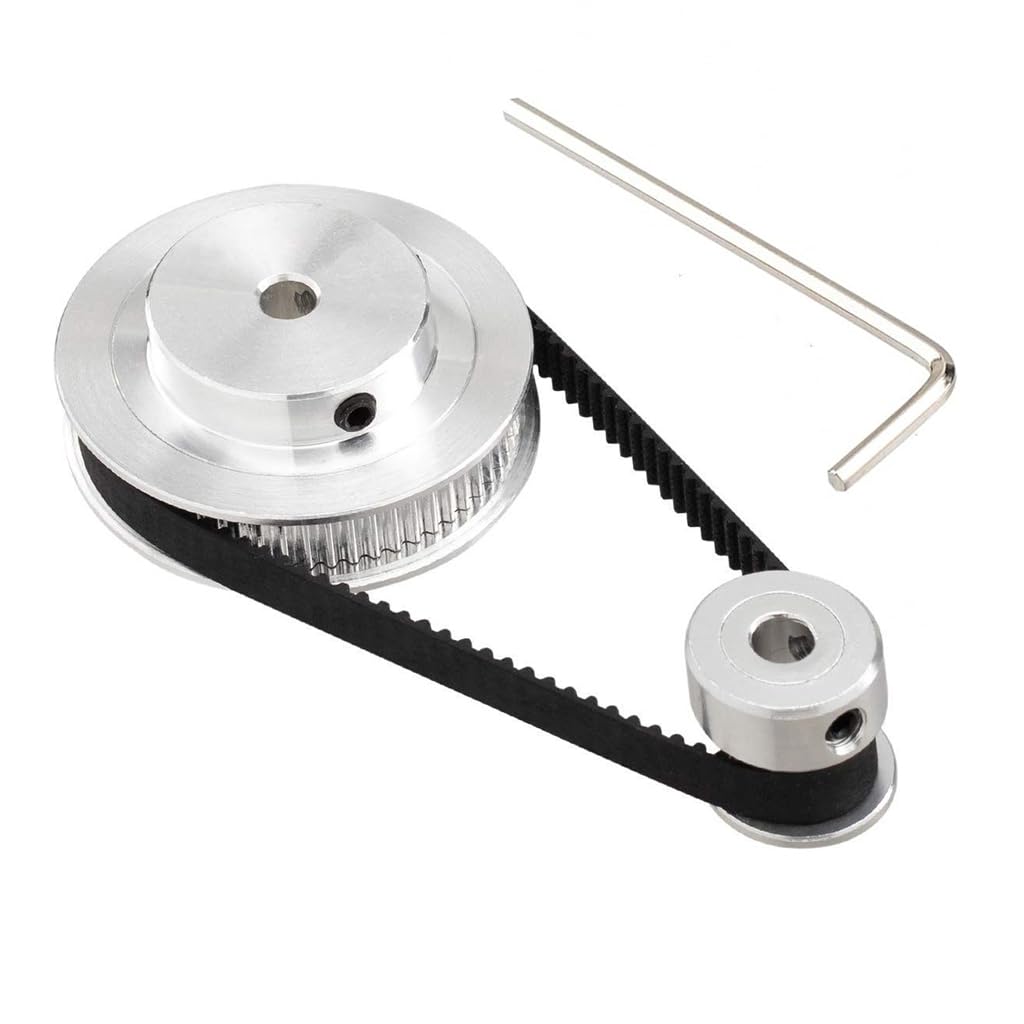 Synchronous Wheel for 3D Printer Timing Pulley Printer Timing Gear for 3D Printer with FDM Tech 20 & 60 Teeth 5mm Bore Aluminum Timing Pulley with Length 200mm x6mm Belt