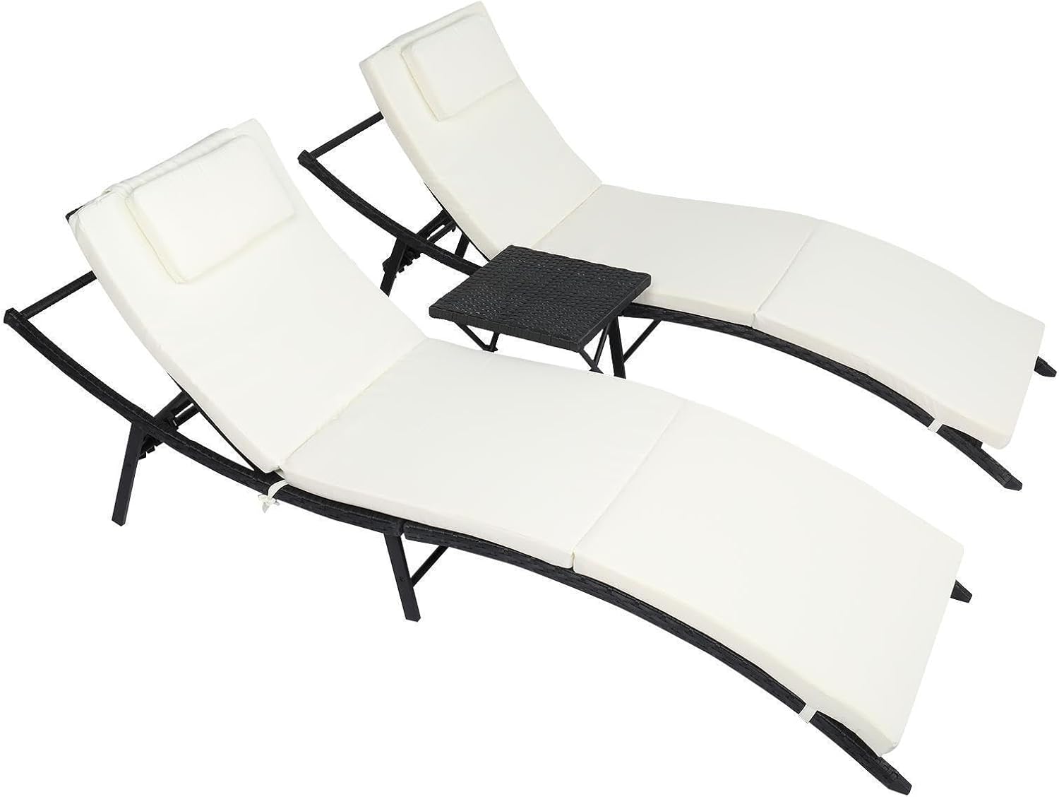 Patio Portable Adjustable Chaise Foldable Lounge Wicker Rattan Beach Chair Seat