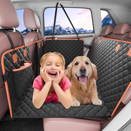 VEVOR Back Seat Extender for Dogs, Hard Bottom Car Seat Cover for Dogs Supports 350lbs,Dog Seat Cover for Back Seat Hard Bottom,Dog Hammock for Car Dog Car Bed 51.2"x27.6" for Car,SUV,Truck
