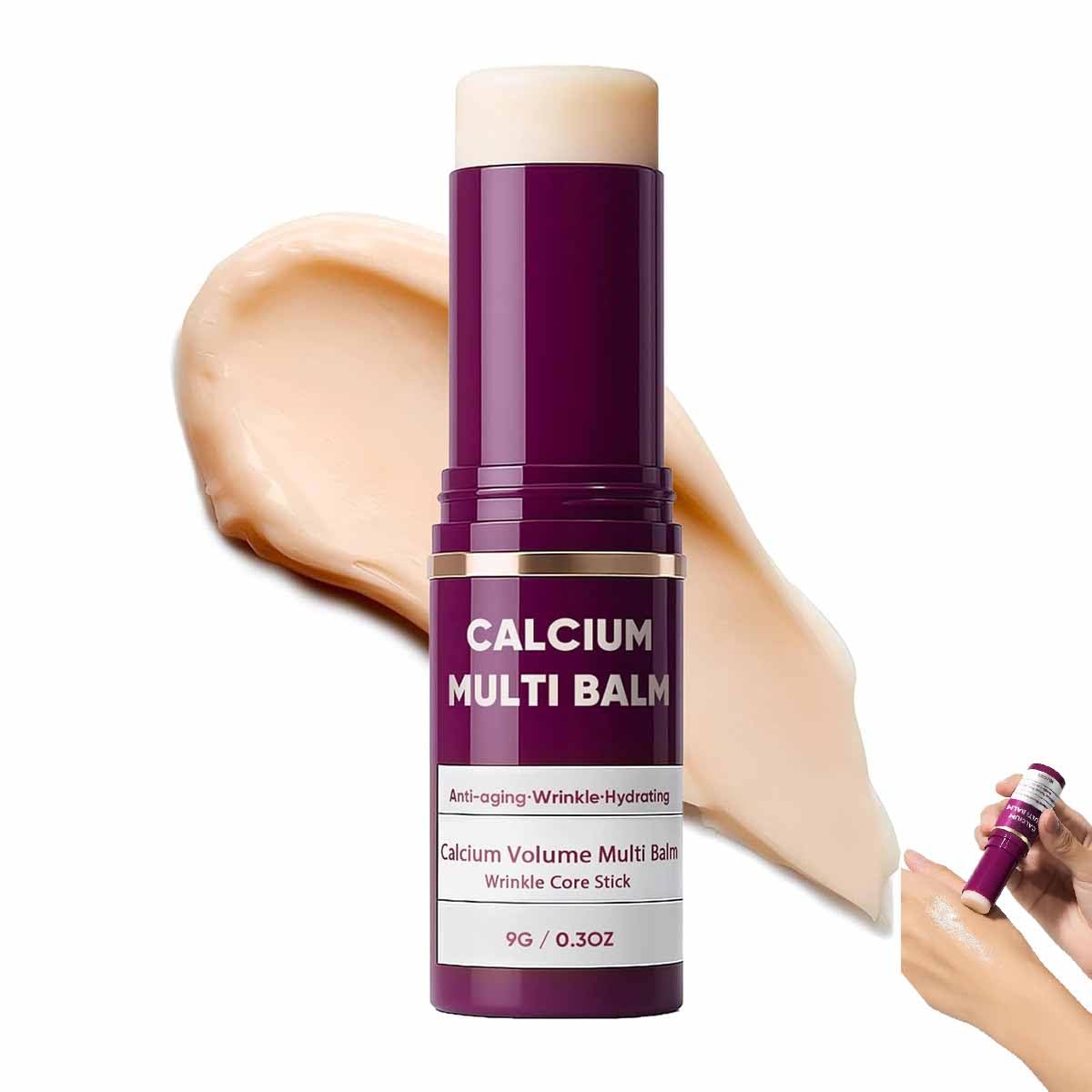 Calcium Multi Balm,Balsamo Multiuso Al Calcio,Balsamo Multi Rughe,Stick Volumizzante Antirughe,Stick Idratante Al Collagene,Idratante e Rassodante,Adatto a Occhi,Collo,Viso (1 pz, 9g)