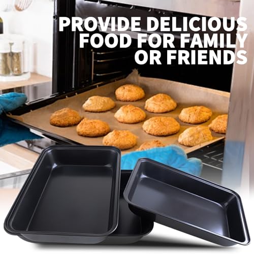 4 Pack Non Stick Oven Baking Tray, Heavy Duty Black Carbon Steel Cooking Oven Trays, Deep Roasting Tins Pans Suitable for Baking Pastry Cake Chicken Wings - Image 5