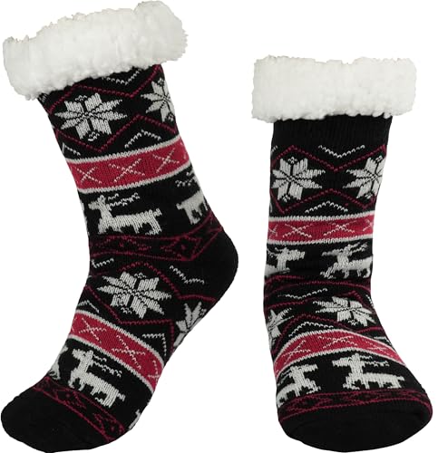 Image of BenSorts Women Winter Thick Slipper Socks with Grippers Non Slip Warm Fuzzy Socks Christmas Gifts