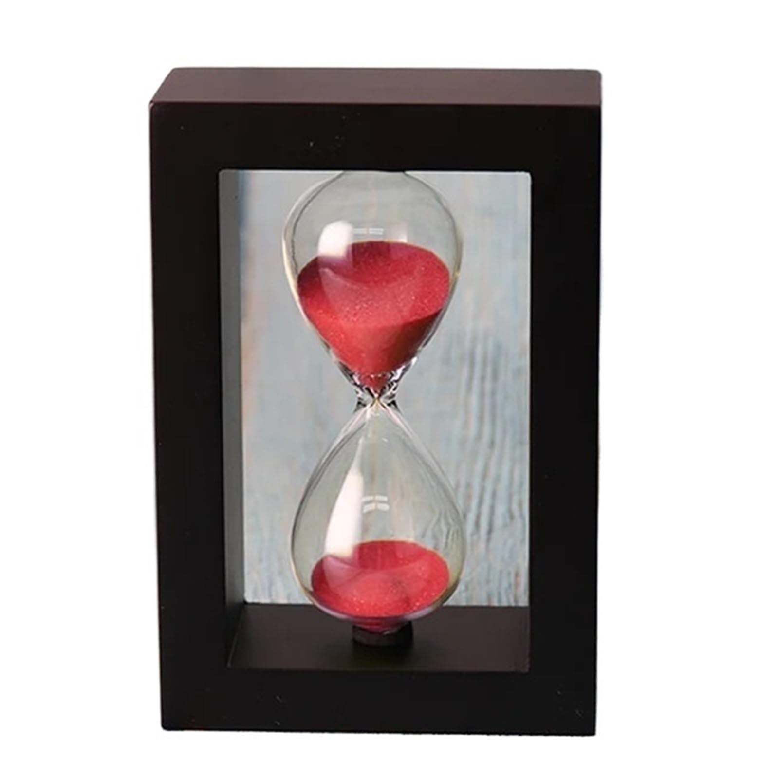 Wooden Hourglass Timer, Hourglass Sand Timer Wooden Clock Frame Glass Ornament Multicolor 5/15/30 min(Red,5 min)