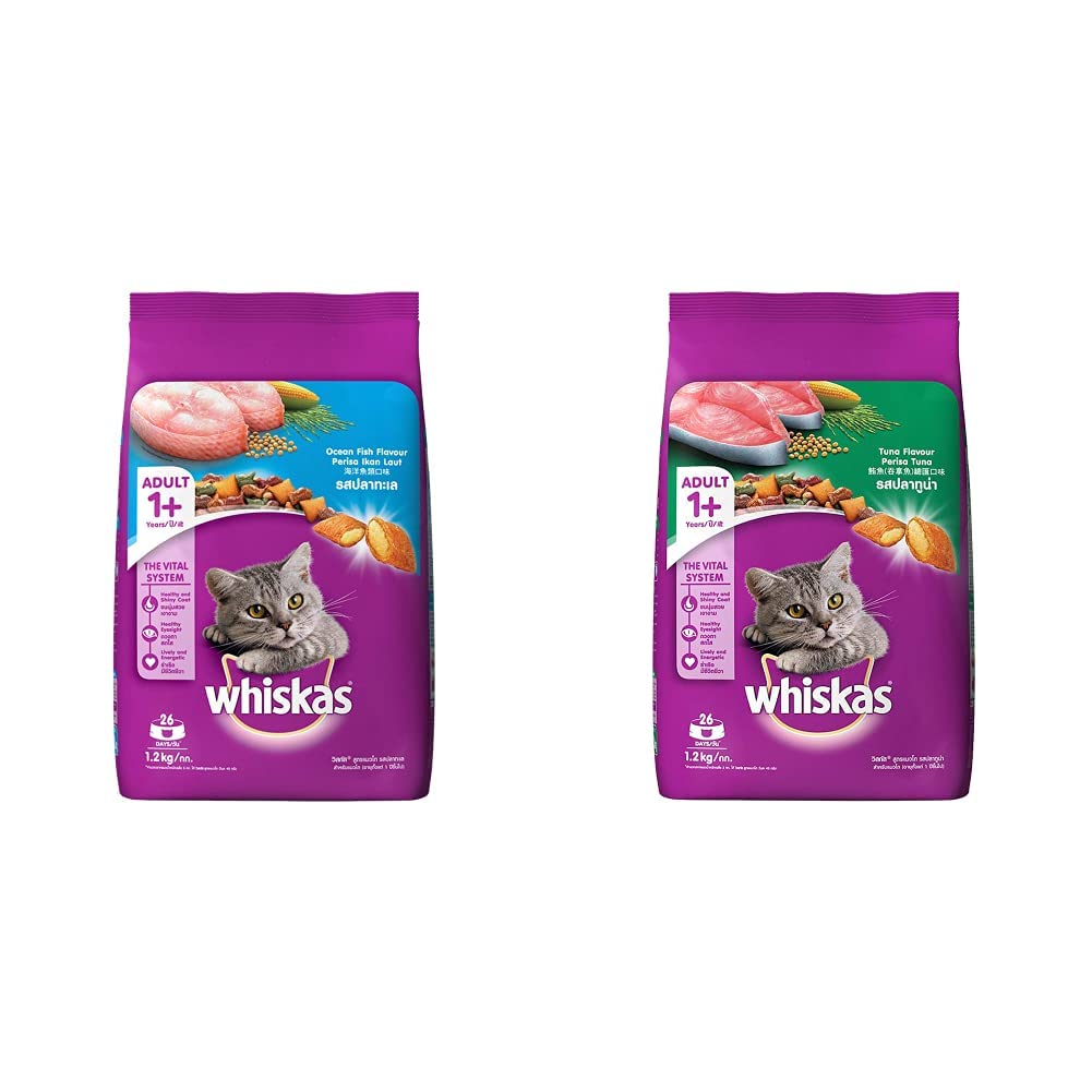 Whiskas Adult (+1 Year) Dry Cat Food, Ocean Fish Flavour, 1.2kg Pack & Whiskas Adult (+1 Year) Dry Cat Food, Tuna Flavour, 1.2kg Pack (B087DHTK25) Amazon Price History, Amazon Price Tracker