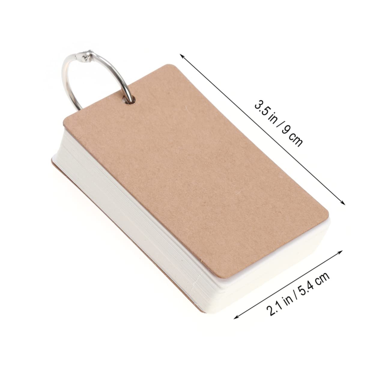 STOBOK 50 Pages Kraft Study Cards with Binder Ring 3.54X2.17In White Index Cards for Notes DIY Greeting Bookmark School Office Supplies - Image 2