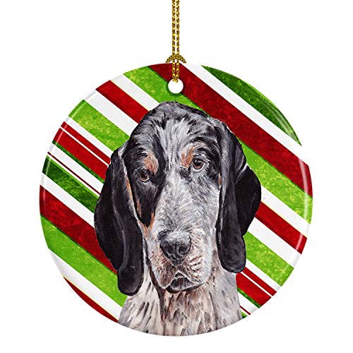Caroline's Treasures Blue Tick Coonhound Candy Cane Christmas Ceramic Ornament Christmas Tree Hanging Decorations for Home Christmas Holiday, Party, Gift, 3 in, Multicolor